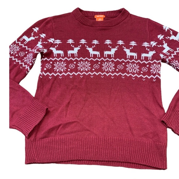 JOE FRESH Fair Isle Christmas Sweater With Long Sleeves Burgundy Red Boy 10-12Y - Picture 5 of 9